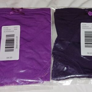 Cacique Purple Lace Underwear Lace-Back Strappy Cheeky Panty 2 Pair Size 18-20